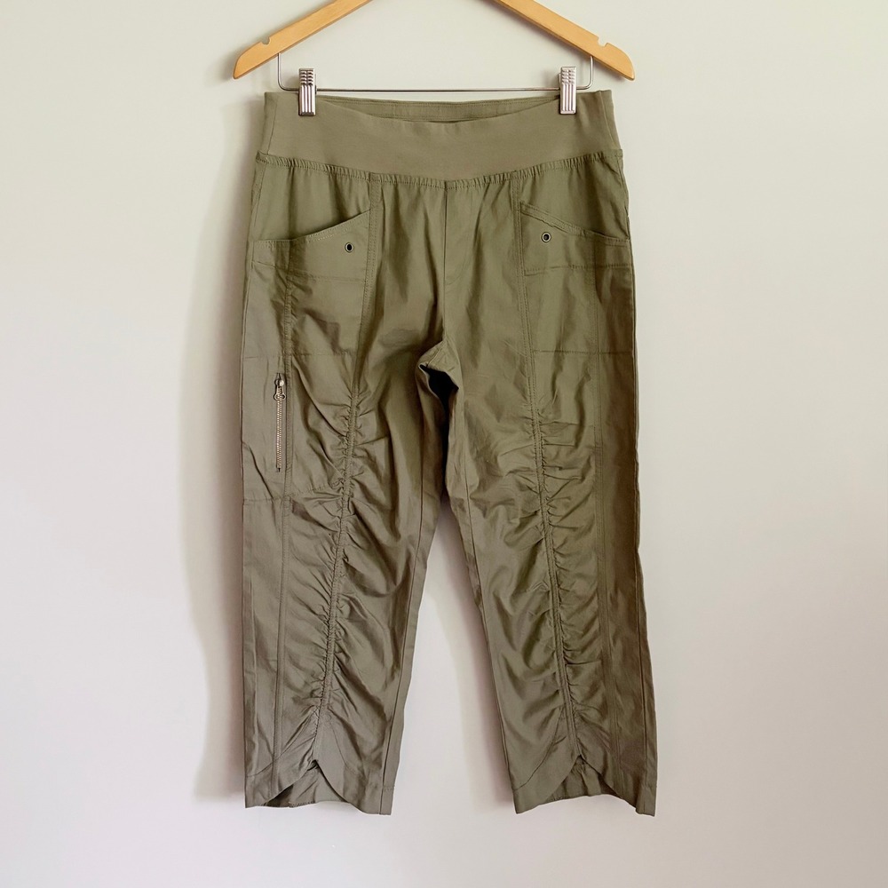 Wearables by XCVI Ruched Utility Gorpcore Crop Pants Size Medium Olive Green